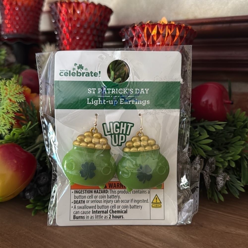 St. Patrick's Day Light-Up Earrings NWT